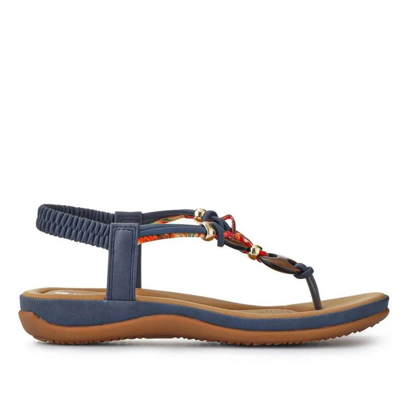 Elasticated Toe Post Sandals - BAIZH41046 / 327 216 - Denim
