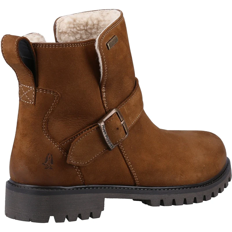 Hush Puppies Damen Wakely Lederstiefel mit Shearling-Futter – Hellbraun