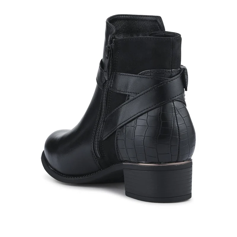 EasyFit Extra-Wide Buckled Ankle Boots - ANOCK / 326 749 - Black