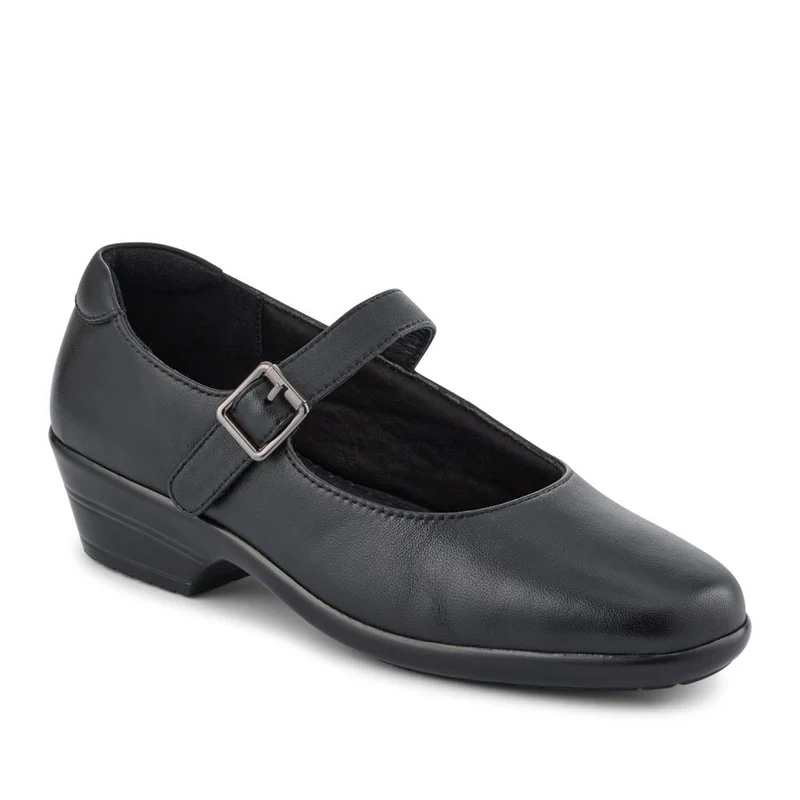Wide Fit Leather Touch-Fasten Mary Janes - KF42017 / 328 182 - Black