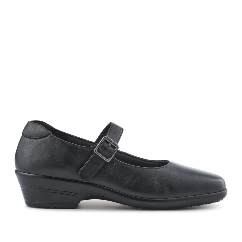 Wide Fit Leather Touch-Fasten Mary Janes - KF42017 / 328 182 - Black
