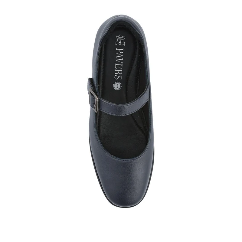 Wide Fit Leather Touch-Fasten Mary Janes - KF42017 / 328 182 - Navy