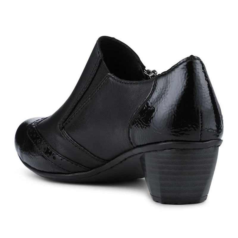Rieker Leather Heeled Slip-On Shoes - RKR42522 / 327 688 - Black