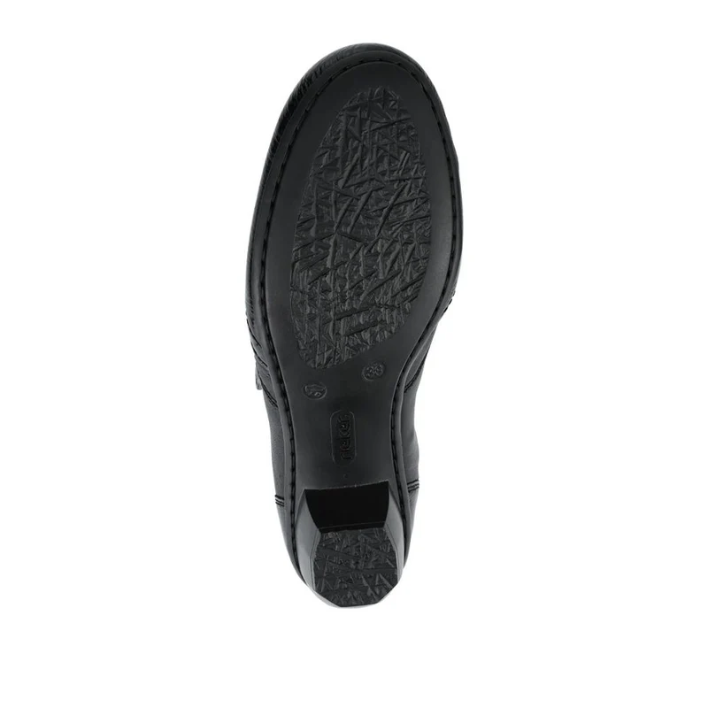 Rieker Leather Heeled Slip-On Shoes - RKR42522 / 327 688 - Black