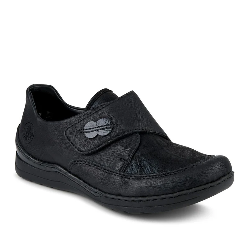 Rieker Wide Fit Cushioned Touch-Fasten Shoes - RKR42525 / 327 691 - Black