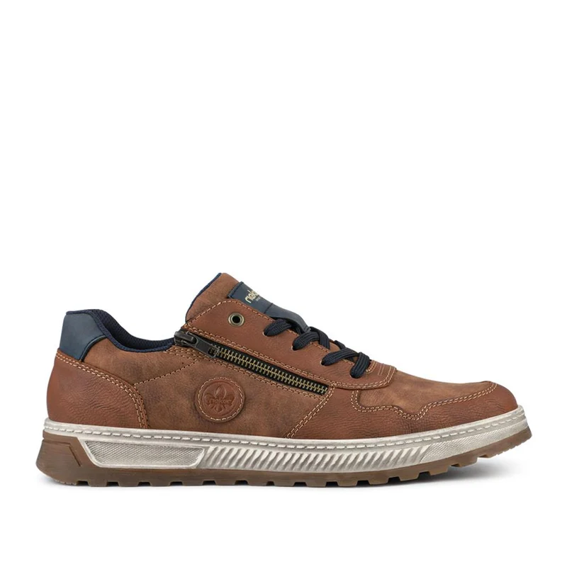 Rieker Wide Fit Zip & Lace Leather Trainers - RKR42505 / 327 700 - Tan