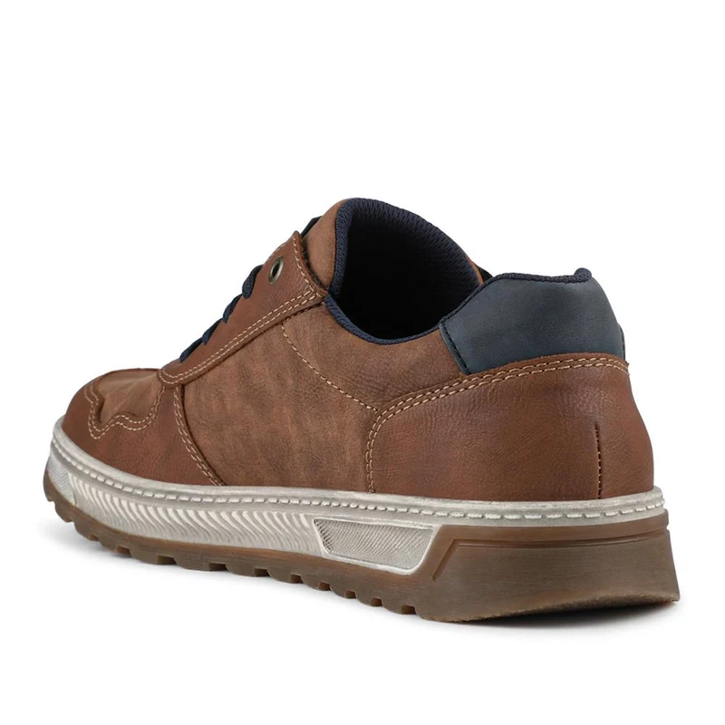 Rieker Wide Fit Zip & Lace Leather Trainers - RKR42505 / 327 700 - Tan