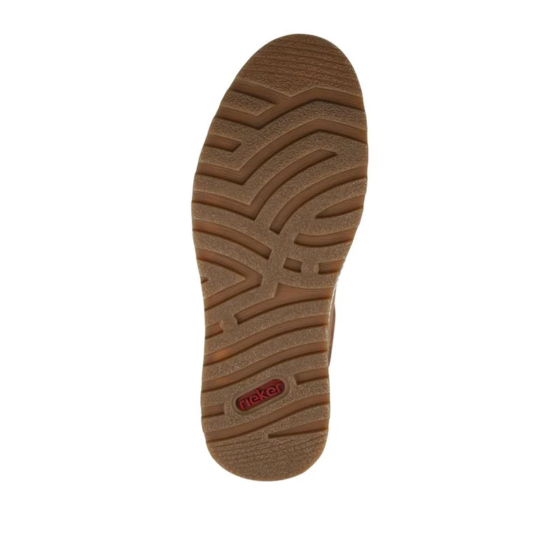 Rieker Wide Fit Zip & Lace Leather Trainers - RKR42505 / 327 700 - Tan