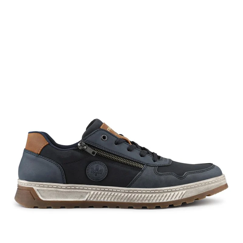 Rieker Wide Fit Zip & Lace Leather Trainers - RKR42505 / 327 700 - Navy