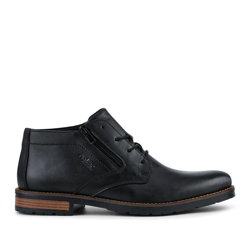 Rieker Zip & Lace Leather Shoes - RKR42502 / 327 703 - Black