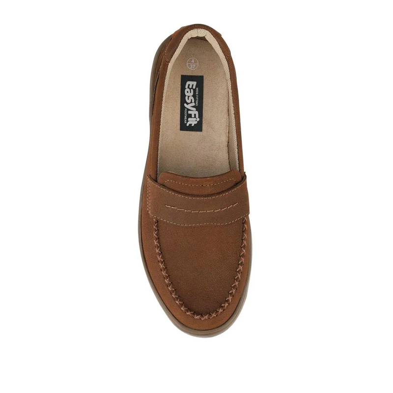 EasyFit Extra Wide Leather Penny Loafers - MINDY / 328 115 - Tan