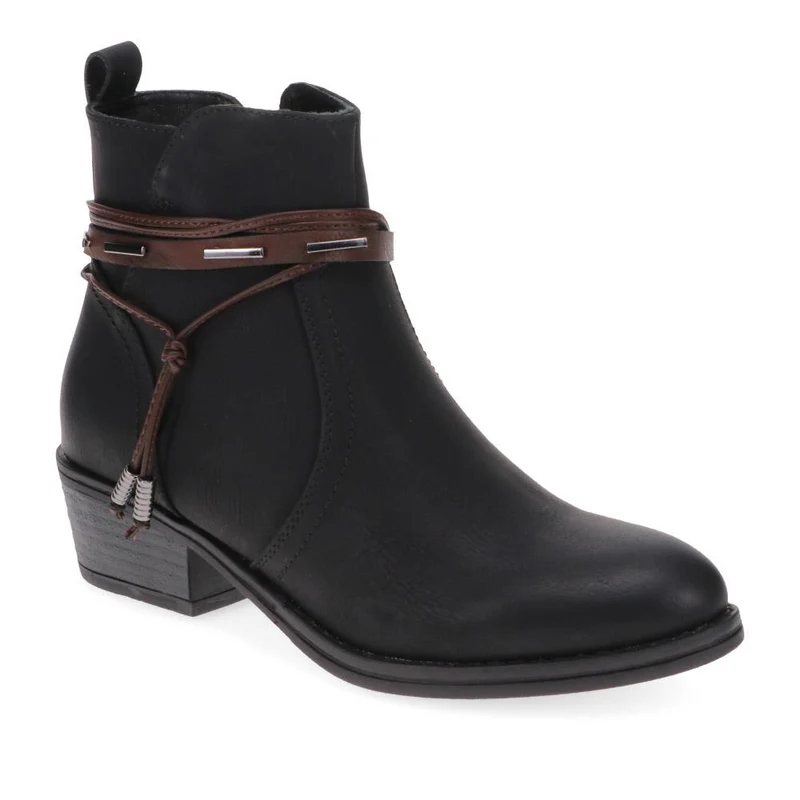 Western-Heeled Ankle Boots - TELOO40009 / 326 233 - Black
