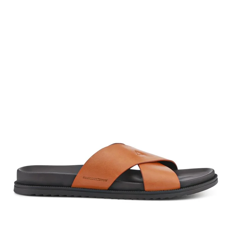 Strappy Leather Slides - JFOOT41009 / 327 467 - Tan