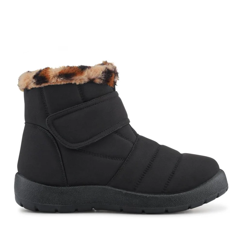 Wide-Fit Touch-Fasten Weather Boots - ACADE42002 / 328 504 - Black-Leopard