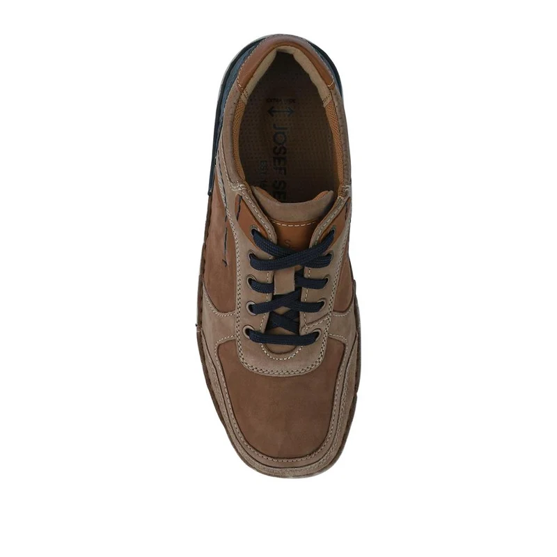Leather Wide-Fit Lace-Up Trainers - JOSEF41505 / 327 051 - Tan
