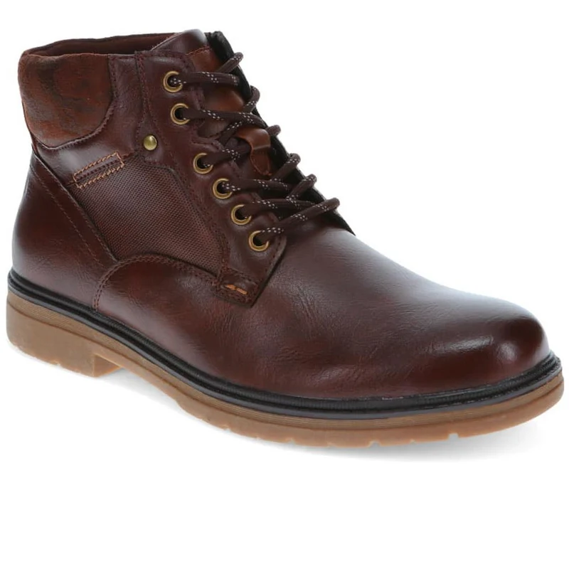 Wide Fit Lace-Up Casual Boots - XINGH40007 / 325 761 - Dark Brown