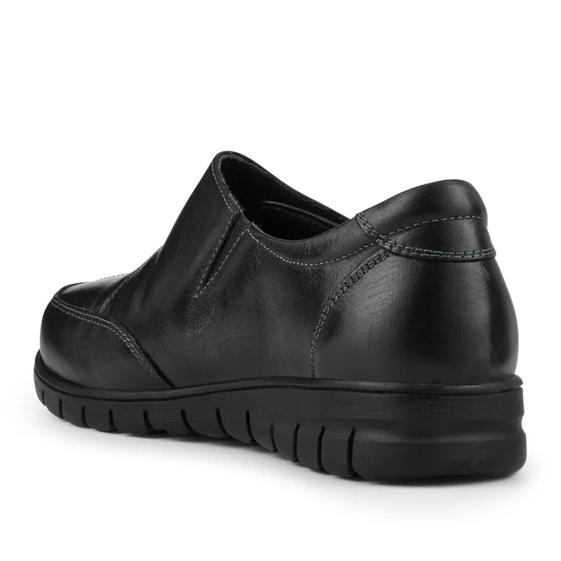 Wide Fit Leather Touch Fasten Monk Shoes - KF42011 / 328 427 - Black