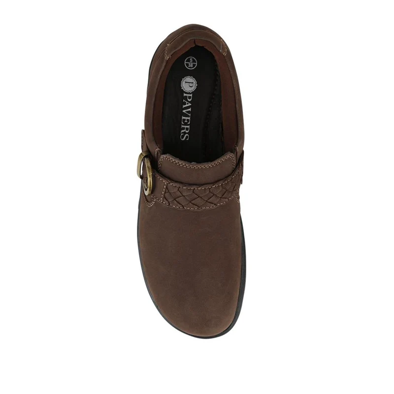 Leather Buckled Slip-On Shoes - KF42020 / 328 425 - Brown
