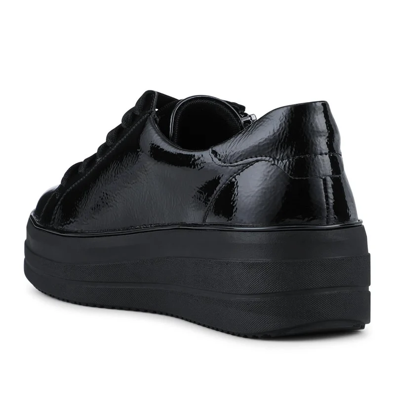 Remonte Leather Zip & Lace Trainers - DRS42505 / 327 736 - Black Patent