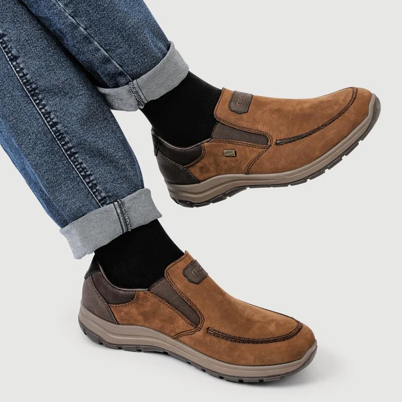 Rieker Extra-Wide Leather Slip-On Shoes - RKR42515 / 327 829 - Brown