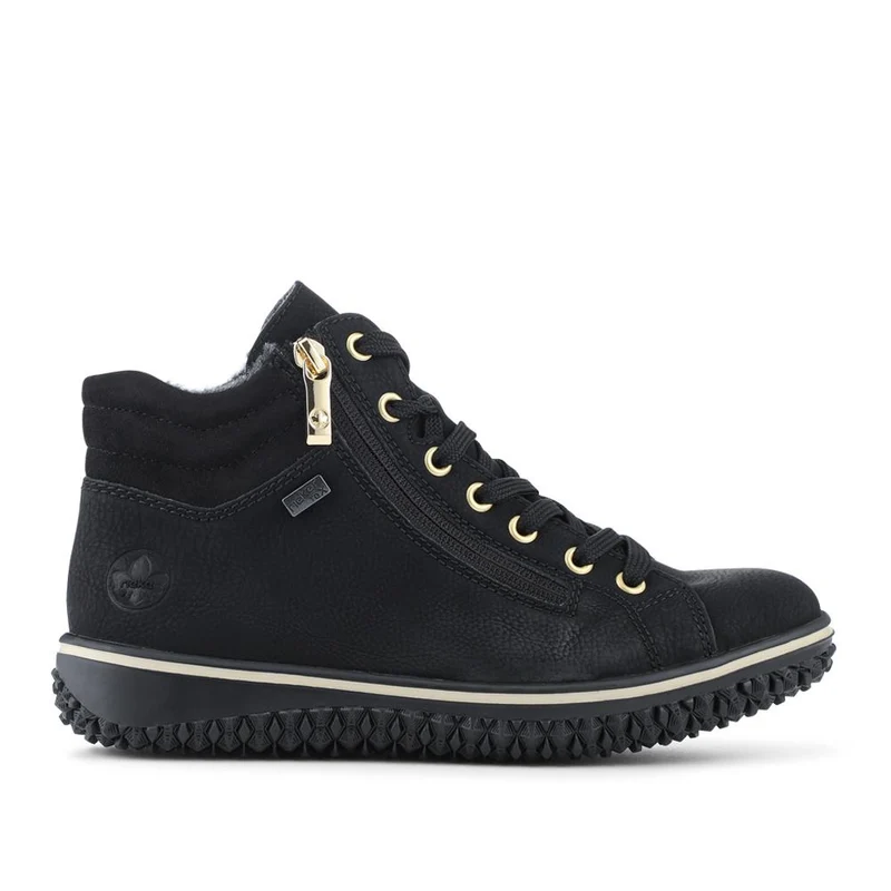 Rieker Zip & Lace Hi Top Trainers - RKR42551 / 328 208 - Black