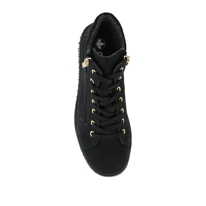 Rieker Zip & Lace Hi Top Trainers - RKR42551 / 328 208 - Black