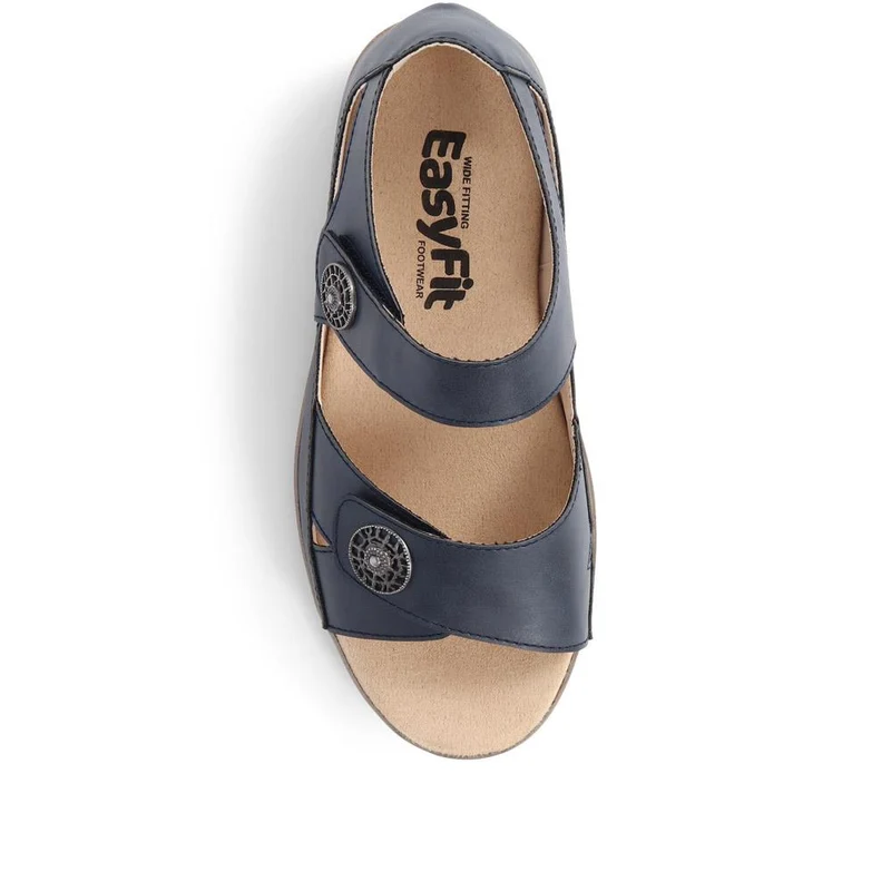 Extra-Wide Touch-Fasten Sandals - CARYL / 325 590 - Navy