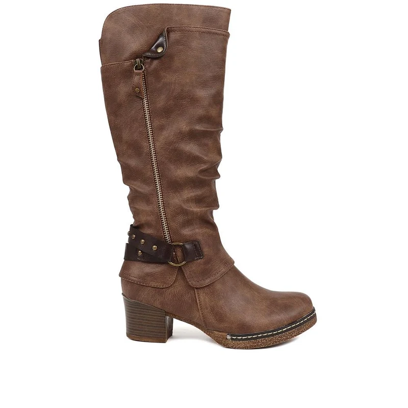 Block-Heeled Long Boots - WOIL38051 / 324 748 - Brown
