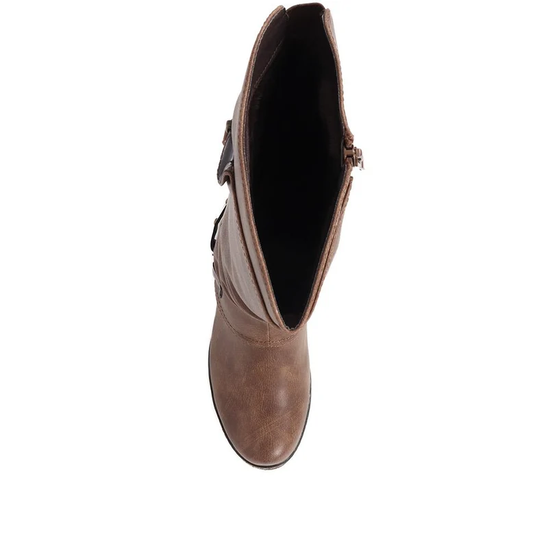 Block-Heeled Long Boots - WOIL38051 / 324 748 - Brown