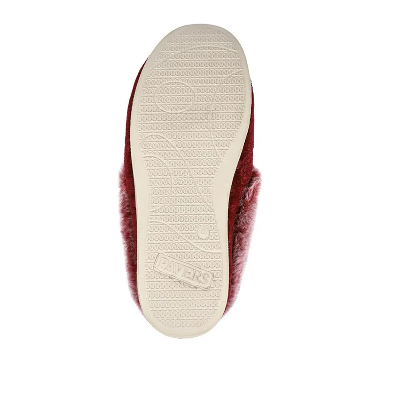 Warm Memory Foam Velour Slippers - QING42003 / 327 931 - Burgundy