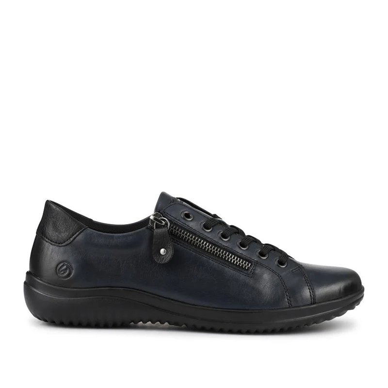 Leather Lace-Up Trainers - DRS39505 / 325 415 - Navy