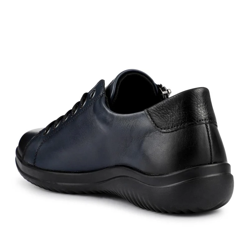 Leather Lace-Up Trainers - DRS39505 / 325 415 - Navy