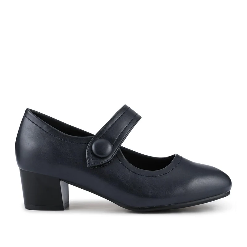 Wide Fit Touch-Fasten Heeled Mary Janes - WK42001 / 327 952 - Navy