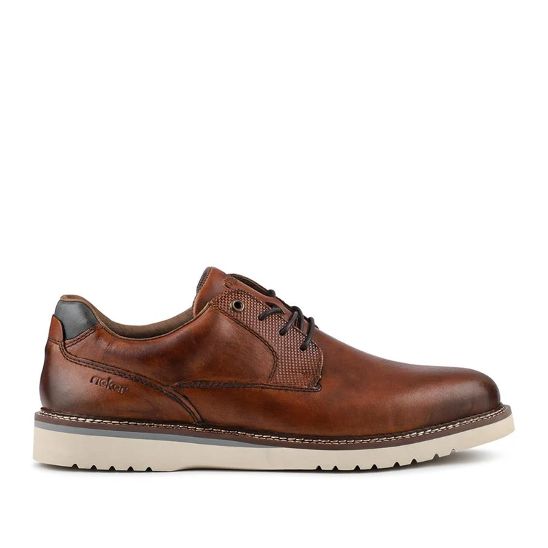 Rieker Wide Fit Leather Lace-Up Shoes - RKR42500 / 327 701 - Tan