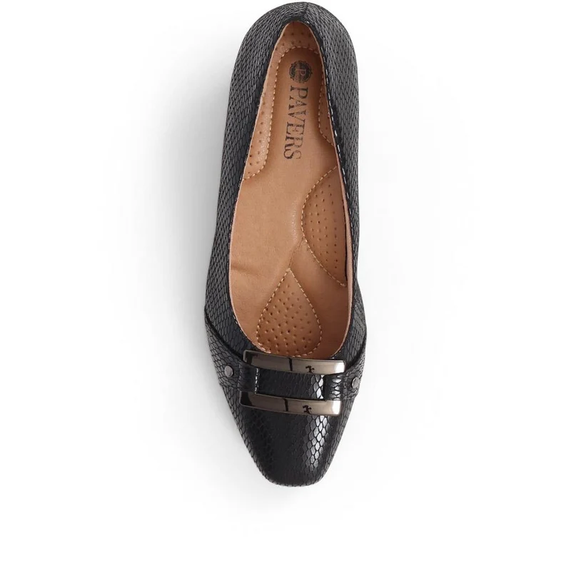 Heeled Court Shoe - WK38019 / 324 234 - Black Snake