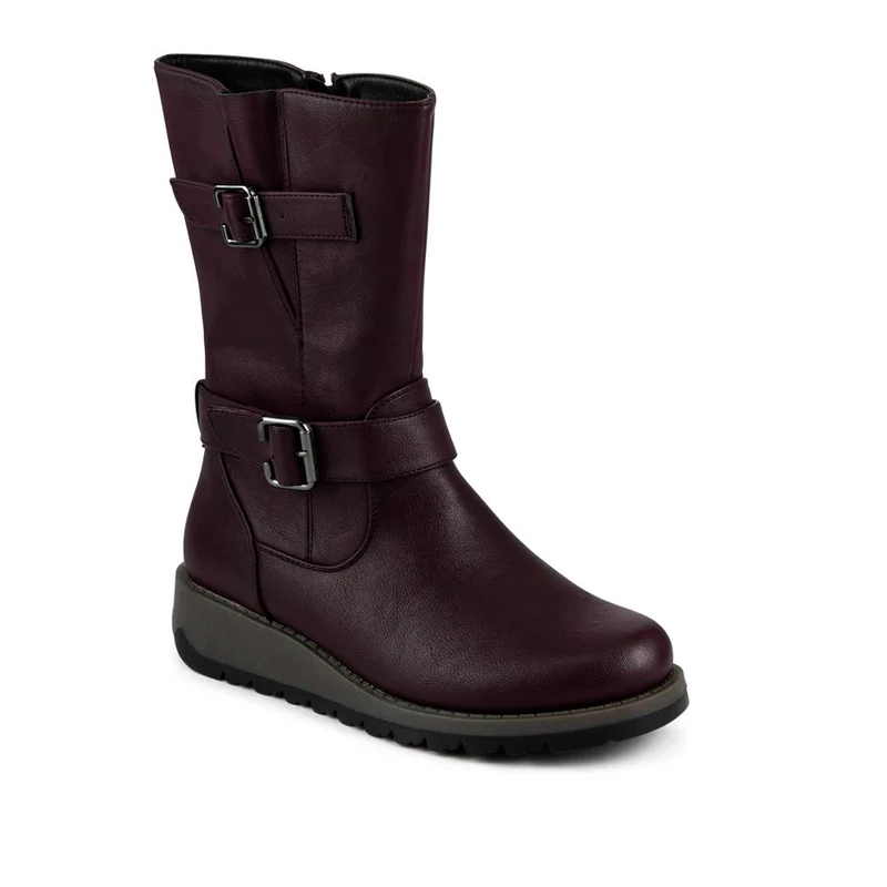 Dual Buckle Calf Length Boots - WK42018 / 328 044