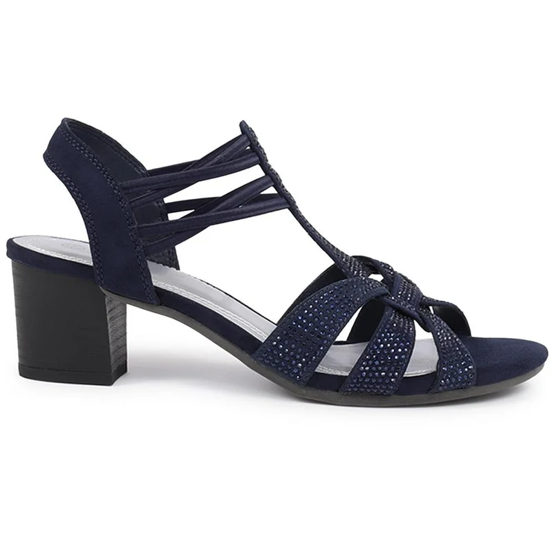 Slip-On Block-Heeled Sandals - PLAN39001 / 325 340 - Navy