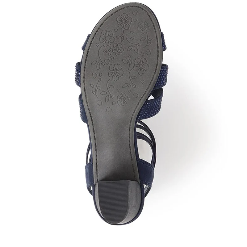 Slip-On Block-Heeled Sandals - PLAN39001 / 325 340 - Navy