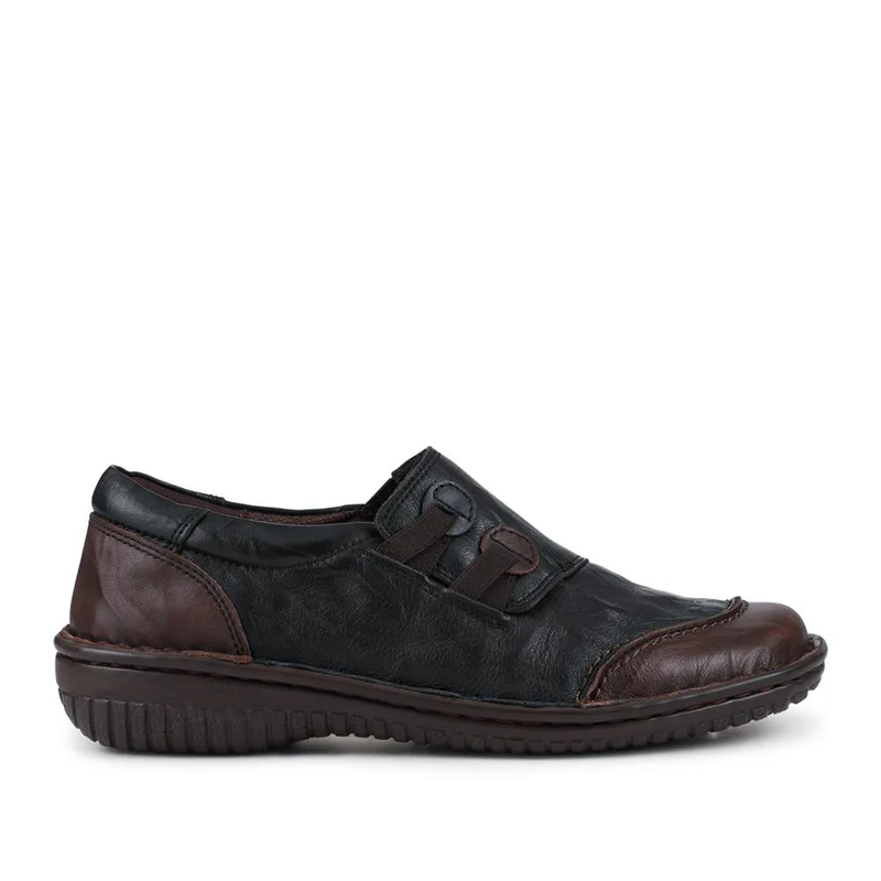 Loretta Leather Comfort Slip Ons - HAK42012 / 328 512 - Black-Brown