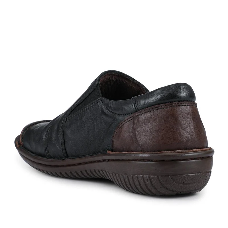 Loretta Leather Comfort Slip Ons - HAK42012 / 328 512 - Black-Brown