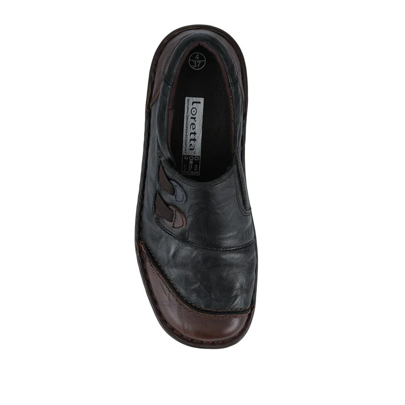 Loretta Leather Comfort Slip Ons - HAK42012 / 328 512 - Black-Brown