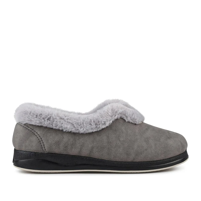 Wide Fit Memory Foam Cosy Slippers - QING42006 / 327 933 - Grey