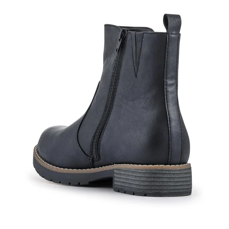 Extra-Wide Zip-Up Casual Ankle Boots - ALLY / 328 256 - Black