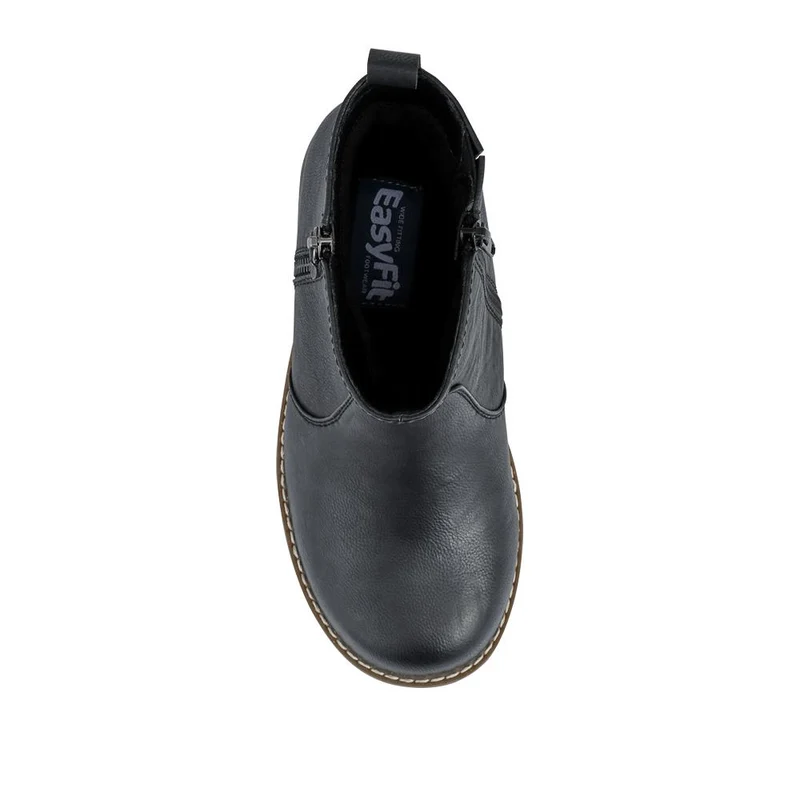 Extra-Wide Zip-Up Casual Ankle Boots - ALLY / 328 256 - Black