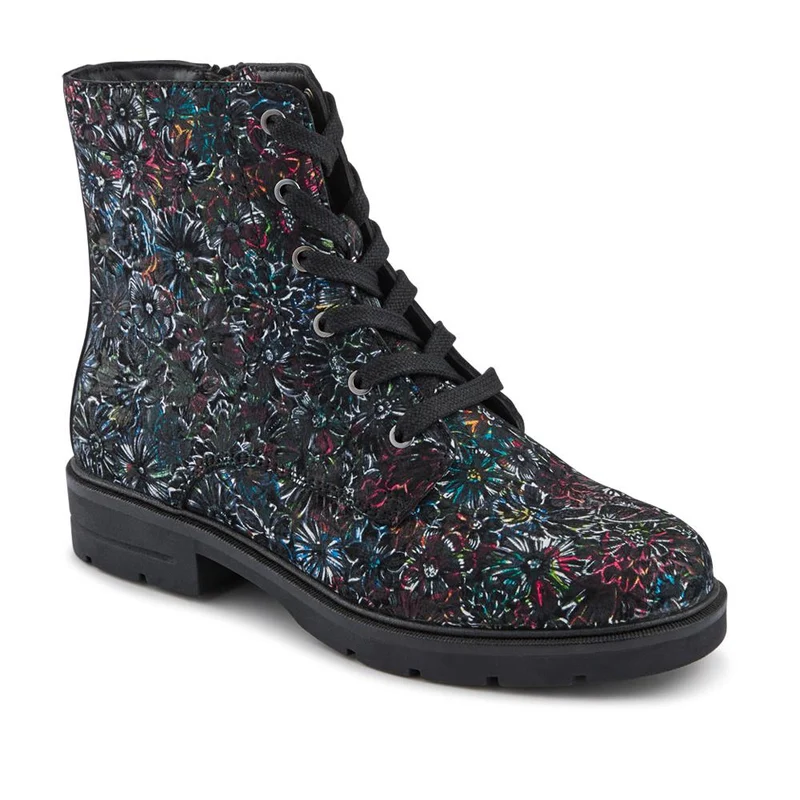 Leather Lace-Up Boots With Inside Zip - DDIN42004 / 328 316