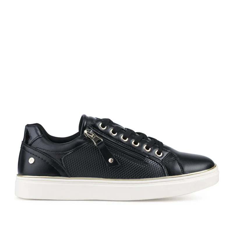 Wide Fit Zip & Lace Trainers With Grip Sole - WOIL42005 / 328 226 - Black