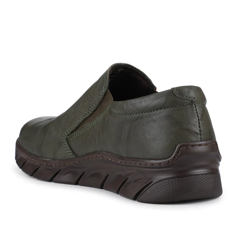 Loretta Slip On Leather Shoes - HAK42013 / 328 513 - Khaki