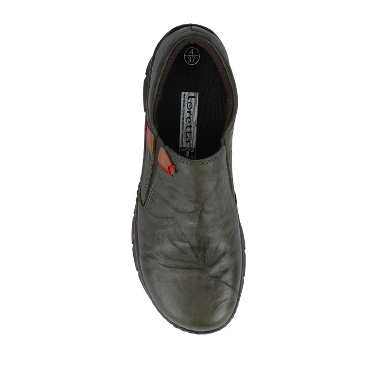 Loretta Slip On Leather Shoes - HAK42013 / 328 513 - Khaki