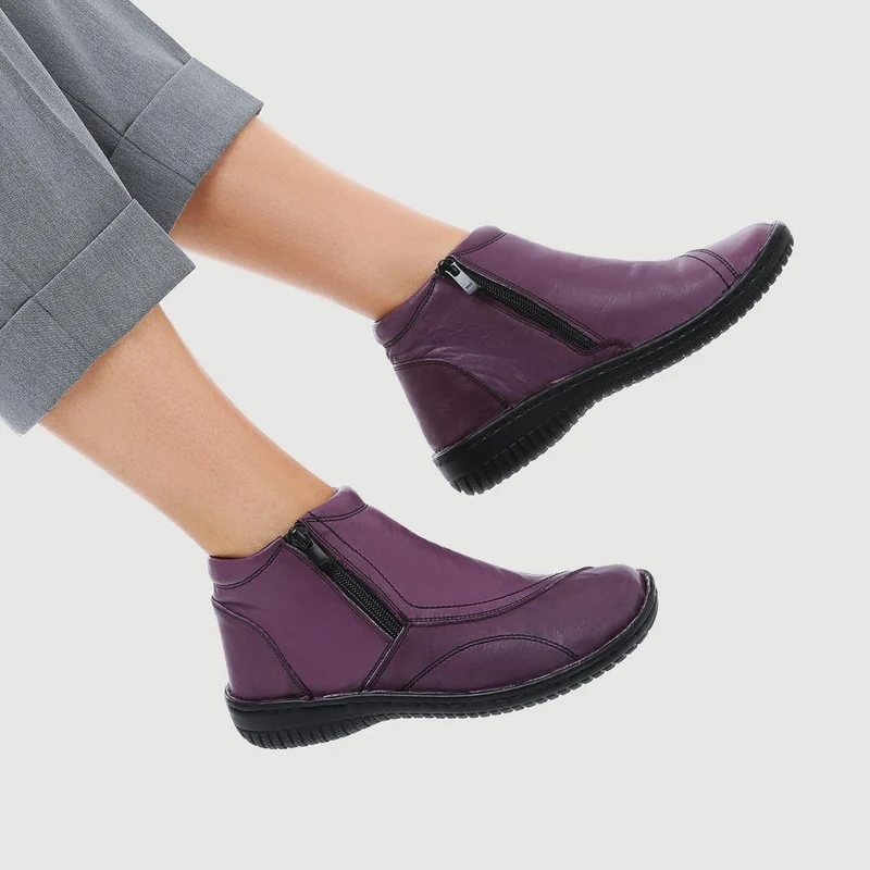 Leather Ankle Boots - LUCK34005 / 321 855 - Purple