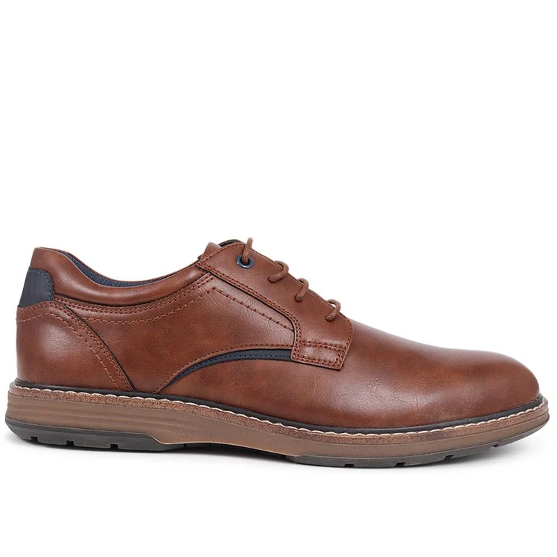 Wide Fit Lace-Up Casual Shoes - JIAHU40005 / 325 960 - Tan